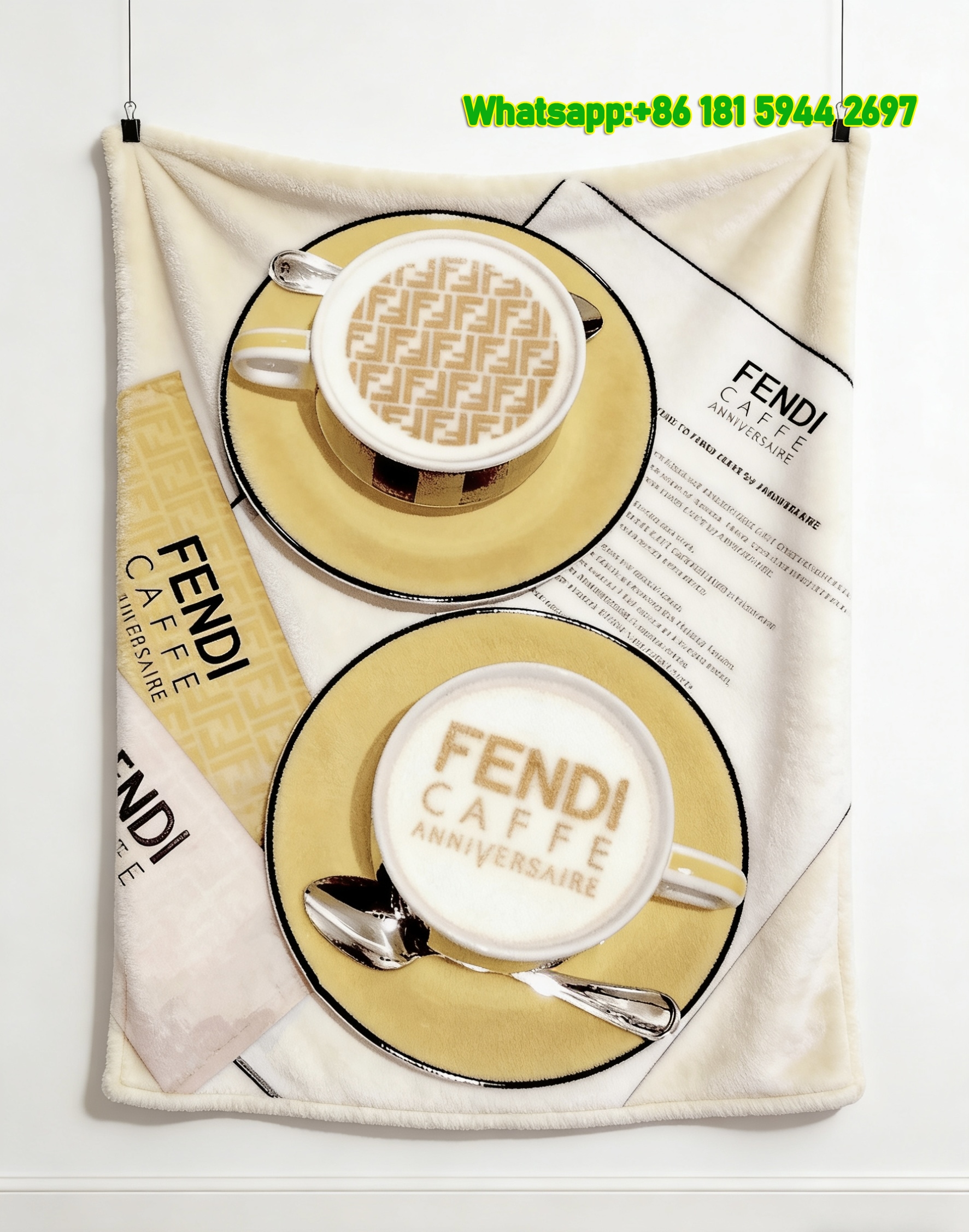 Fendi Coffee Art Flannel Throw Blanket IMG_9623